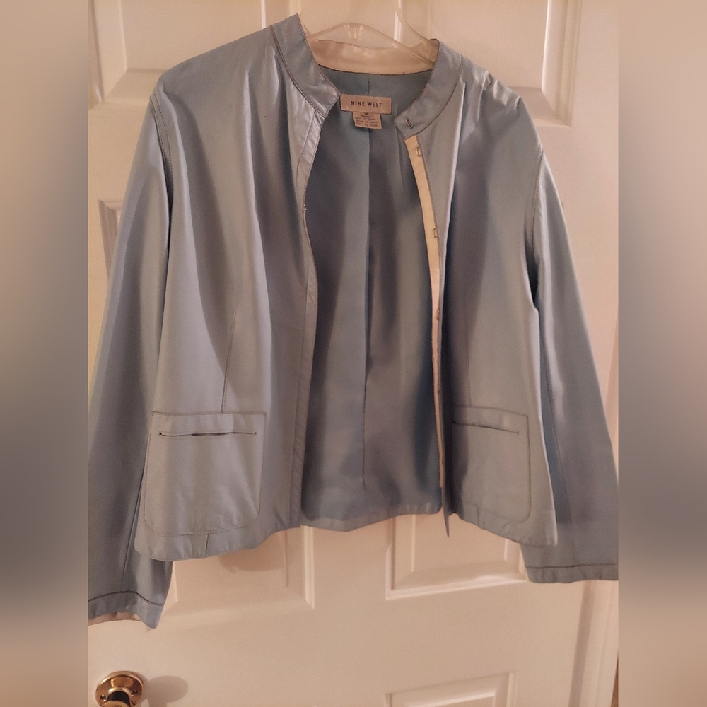 Nine West leather jacket, light blue, size 16